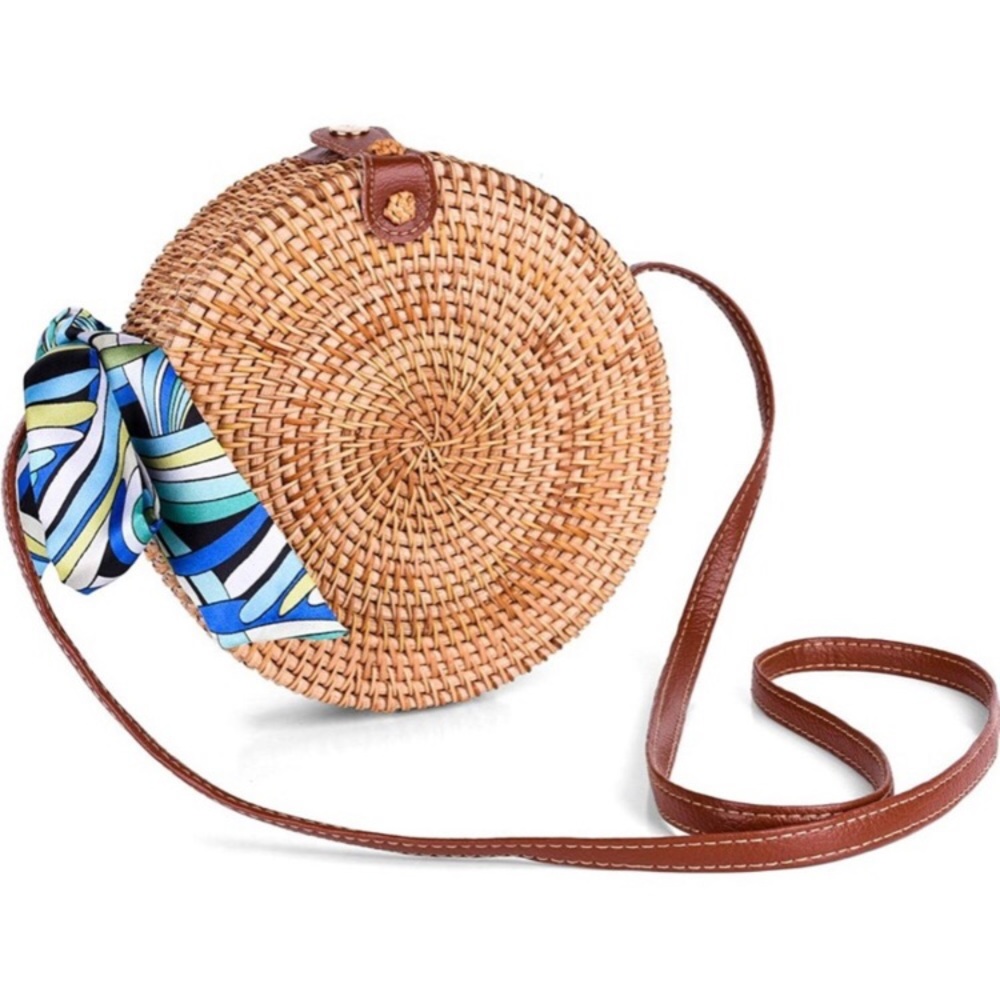 Round Ratten Crossbody Bag